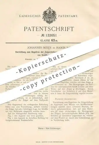 original Patent - Johannes Meier , Hamburg , 1901 , Messen von Schiffsschwankung | Schiff , Schiffbau , Pendel , Schiffe