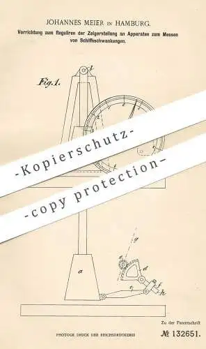 original Patent - Johannes Meier , Hamburg , 1901 , Messen von Schiffsschwankung | Schiff , Schiffbau , Pendel , Schiffe