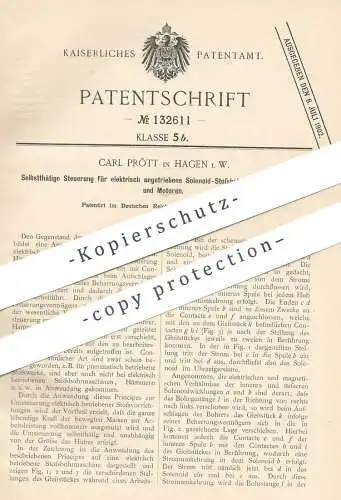 original Patent - Carl Prött , Hagen , 1901 , Steuerung für elektrische Solenoid - Bohrmaschine , Hammer u. Motor !!