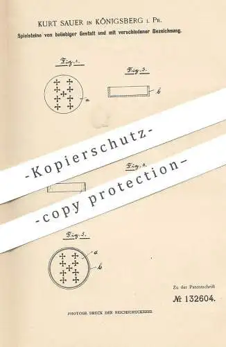 original Patent - Kurt Sauer , Königsberg / Preussen , 1901 , Spielstein , Spielsteine | Brettspiel , Spiel , Sport !!!