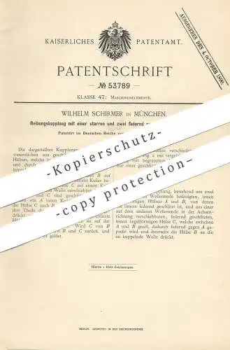 original Patent - Wilhelm Schirmer , München , 1889 , Reibungskupplung | Kupplung , Eisenbahn , Kupplungen !!