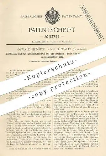 original Patent - Oswald Heinrich , Mittenwalde , Schlesien | Elastisches Rad für Straßenfuhrwerk | Räder , Wagenrad !!