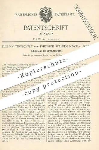 original Patent - Florian Tentschert , Friedrich Wilhelm Minck , Wien , 1886 , Hebelwaage mit Schraubgewicht | Waage !!