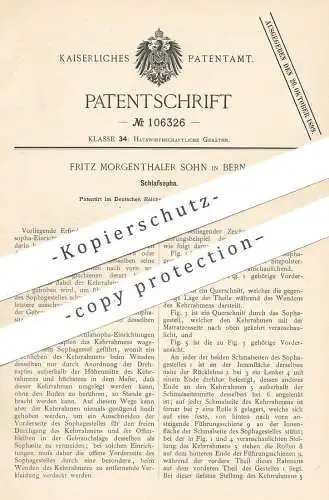 original Patent - Fritz Morgenthaler Sohn , Bern , 1898 , Schlafsofa | Sofa , Couch , Bett , Betten , Möbel | Möbelbauer