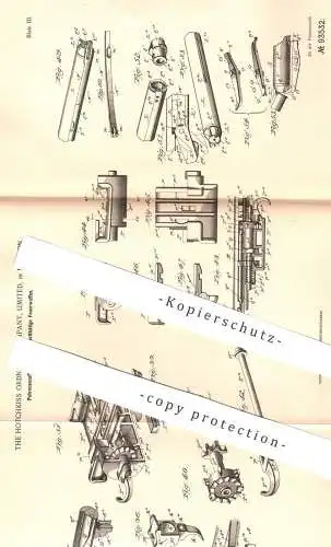 original Patent - The Hotchkiss Ordnance Company Limited , London , England 1896 , Patronenzuführung für Waffen | Gewehr