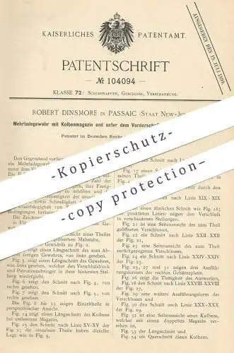 original Patent - Robert Dinsmore , Passaic , New Jersey , 1898 , Mehrladegewehr | Waffe , Pistole , Pistol , Gewehr !!