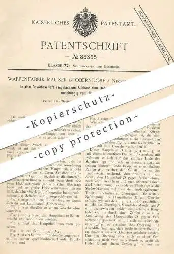 original Patent - Waffenfabrik Mauser , Oberndorf / Neckar , 1895 , Schiene zum Befestigen von Seitengewehr | Gewehr !!!