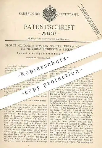 original Patent - George Mc Koen , London | Walter Lewis , Northbury | Mowbray Robinson , Peckham | Gewehr Abzug | Waffe