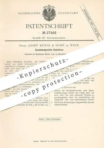 original Patent - Josef König & Sohn , Wien , Österreich , 1883 , Zusammengesetzte Radachsen | Radachse , Rad , Räder !