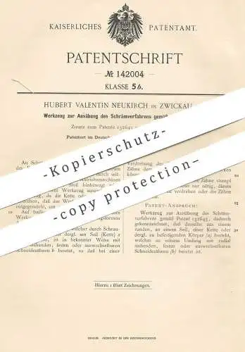 original Patent - Hubert Valentin Neukirch , Zwickau , 1901 , Werkzeug für Schrämverfahren | Schram , Kohle , Kohleabbau