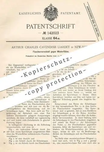 original Patent - Arthur Charles Cavendish Liardet , New York , 1900 , Flaschenverschluss | Flaschen - Verschluss | Kork