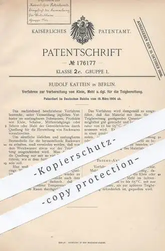 original Patent - Rudolf Kattein , Berlin , 1904 , Vorbereitung von Mehl für Zubereitung von Teig | Getreide , Mühle