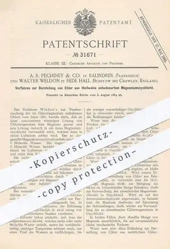 original Patent - A. R. Pechiney & Co. , Salindres | Walter Weldon , Rede Hall , Burstow / Crawley , Darst. von Chlor !!