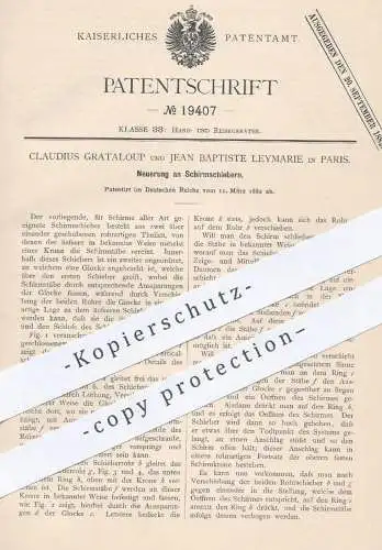 original Patent - Claudius Grataloup und Jean Baptiste Leymarie , Paris , Frankreich , 1882 , Schirmschieber | Schirm