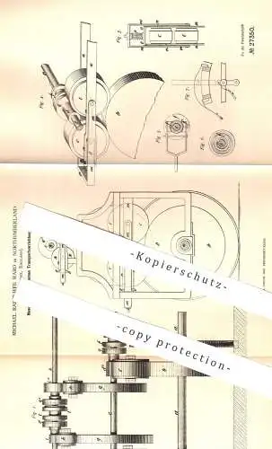 original Patent - Michael Radcliffe Ward , Northumberland , Middlesex England , 1883 , elektrischen Transportvorrichtung