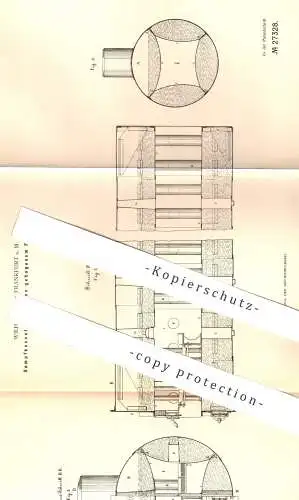 original Patent - Wilh. Parje , Frankfurt / Main , 1883 , Dampfkessel mit convex gebogenem Flammrohr | Kessel , Rohr !!