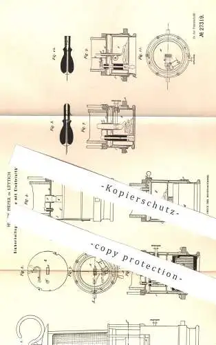 original Patent - Henry Pieper , Lüttich , 1883 , Sicherheitsgrubenlampe mit Elektrizitätserzeuger | Öl Lampe , Öllampe