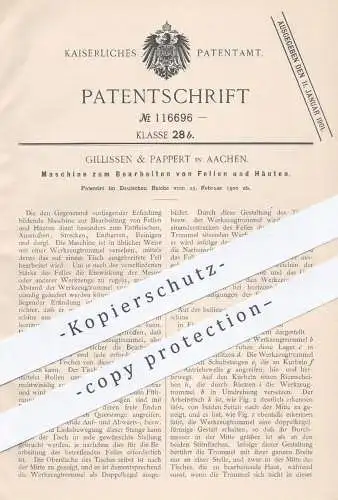 original Patent - Gillissen & Pappert , Aachen , 1900 , Bearbeiten von Fell u. Haut | Gerber , Gerberei , Leder , Felle