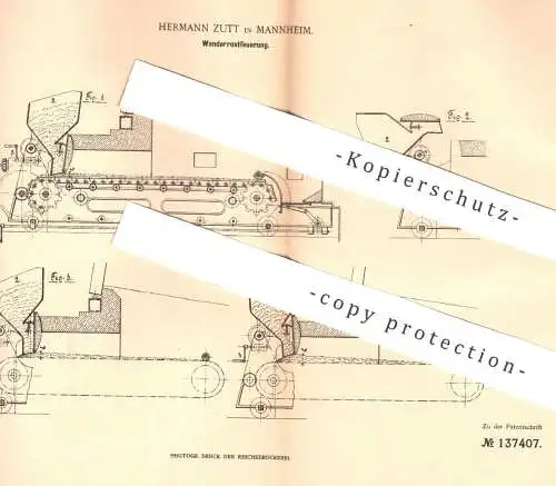 original Patent - Hermann Zutt , Mannheim  1901 , Wanderrostfeuerung | Feuerung , Röhrenkessel , Kessel , Heizung , Ofen