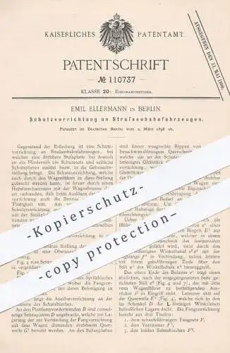 original Patent - Emil Ellermann , Berlin , 1898 , Schutz an Straßenbahnen | Eisenbahn , Eisenbahnen , Bahn !!!