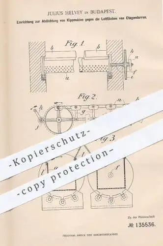 original Patent - Julius Helvey , Budapest , 1901 , Abdichtung von Kippmulden an Darren | Darre , Trocknung , Landwirt !