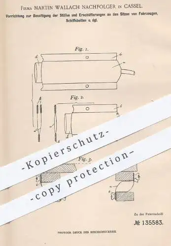 original Patent - Martin Wallach Nachf. , Kassel , 1901 , Sitze an Fahrzeugen , Schiffsbetten | Wagen - Sitz | Eisenbahn