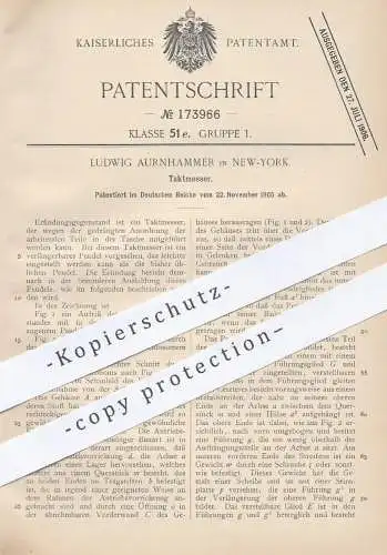 original Patent - Ludwig Aurnhammer , New York , 1905 , Taktmesser | Pendel , Schwingung , Musik , Musikinstrumente !!!