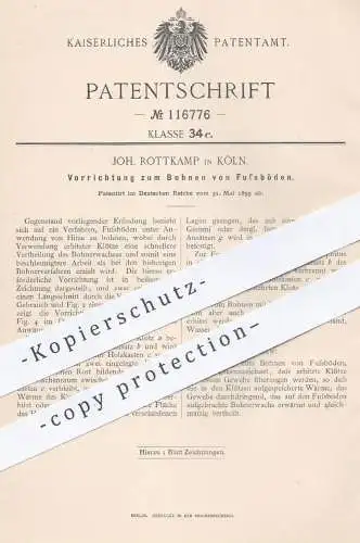 original Patent - Joh. Rottkamp , Köln , 1899 , Bohnen von Fußböden | Bohnerwachs , Reinigung , Parkett , Holzboden !!