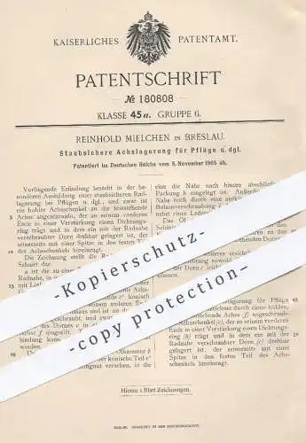 original Patent - Reinhold Mielchen , Breslau , 1905 , Staubsichere Achslagerung für Pflüge | Plug , Pflügen , Landwirt