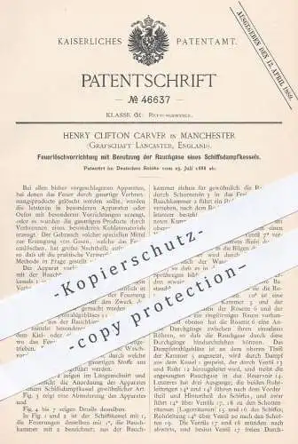 original Patent - Henry Clifton Carver , Manchester , Grafschaft Lancaster , England , 1888 ,  Feuerlöschvorrichtung !!