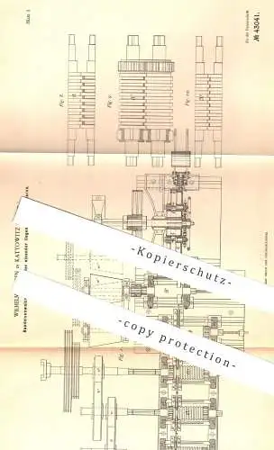 original Patent - Wilhelm Bansen , Kattowitz , 1887 , Bandeisenwalzwerk | Bandeisen - Walzwerk | Walzen , Walze !!