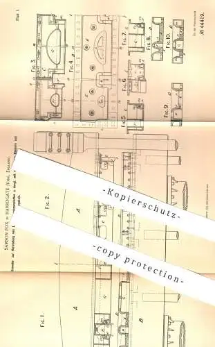 original Patent - Samson Fox , Harrogate , York , England , 1888 , Gesenke für Lokomotivrahmenplatten | Eisenbahn , Lok