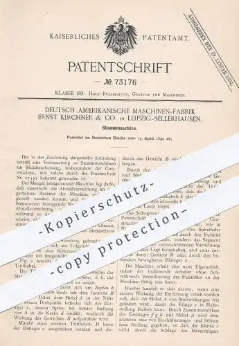 original Patent - Deutsch Amerikanische Maschinen Fabrik Ernst Kirchner & Co. , Leipzig , 1892 , Stemmmaschine | Holz !!