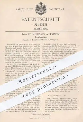 original Patent - Felix Hübner , Liegnitz , 1902 , Dreschmaschine | Drescher , Mähdrescher , Dreschen , Getreide , Stroh