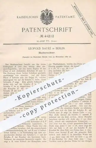 original Patent - Leopold Bauke , Berlin , 1887 , Skatberechner | Skat , Skatspiel , Kartenspiel , Karten , Sport !!!