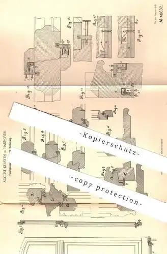 original Patent - August Kersten , Hannover , 1888 , Fenster mit Verhakung | Fensterrahmen , Fensterbauer , Fensterbau !