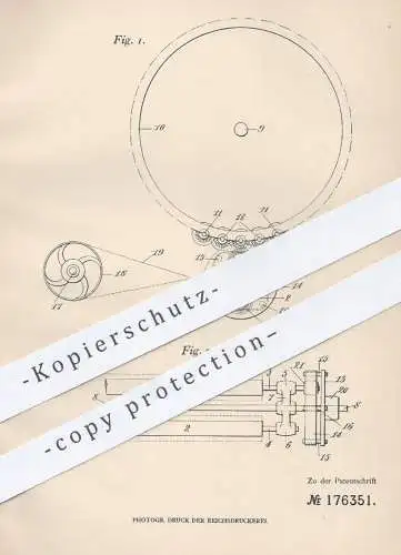 original Patent - Henry Grosselin , Paris , Frankreich , 1905 , Antrieb für Putzwalzen von Trommelrauhmaschine | Walzen