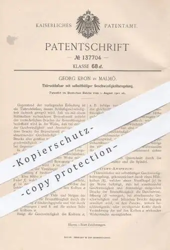 original Patent - Georg Kron , Malmö , 1901 , Türschließer mit Geschwindigkeitsregelung | Tür , Türen , Fensterbauer !!!