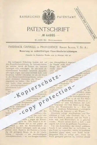 original Patent - Frederick Grinnell , Providence , Rhode Island , USA , 1887 , selbsttätige Feuerlöscher | Sprinkler !!