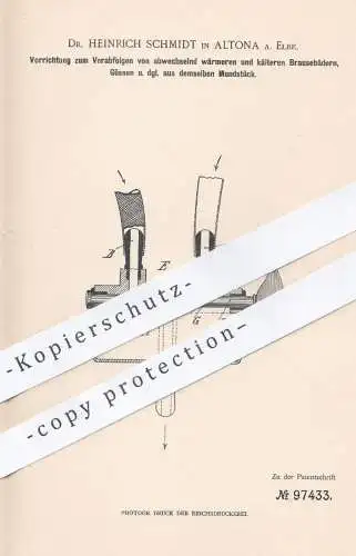 original Patent - Dr. Heinrich Schmidt , Hamburg / Altona , 1897 , Mischbatterie , Wasser , Warmwasser , Badewanne !!!