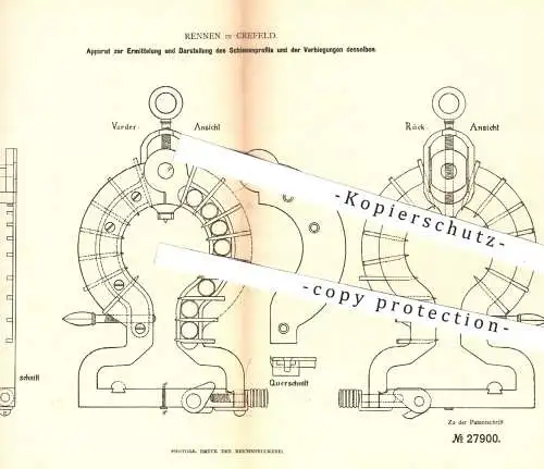 original Patent - Rennen , Krefeld , 1884 , Ermittlung u. Darstellung von Schienenprofil | Schienen , Eisenbahn !!!