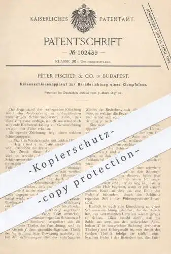 original Patent - Péter Fischer & Co. , Budapest , 1897 , Schienenapparat zum Richten vom Klumpfuß | Medizin , Orthopäde