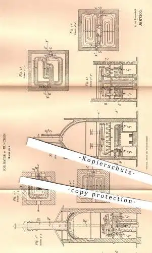 original Patent - Jos. Bayer in München , 1891 , Malzdarre , Malzdarren | Malz - Darre , Bier , Wein , Essig , Brauerei