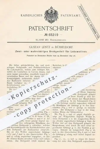 original Patent - Gustav Lentz , Düsseldorf , 1891 , Drehgestell für Lokomotiven | Lokomotive , Eisebahnen , Eisenbahn !