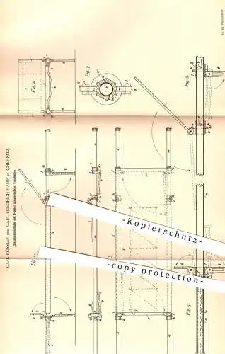 original Patent - Carl Rössler , Carl Fr. Ramm , Chemnitz , 1894 , Tragbahre mit Fackel | Bahre , Krankenbahre , Arzt !!