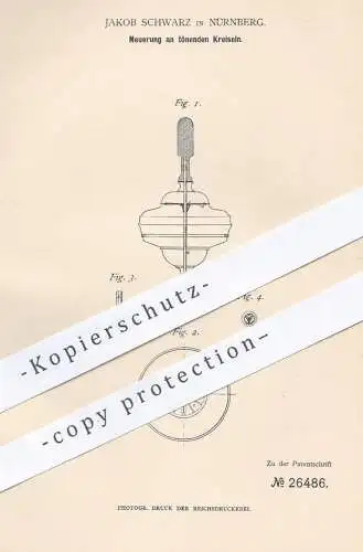 original Patent - Jakob Schwarz , Nürnberg , 1883 , Kreisel mit Ton | Brummkreisel , Musikkreisel , Spielzeug , Spielen