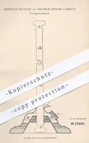 original Patent - Reinhold Krösche , Wilhelm Krüger , Berlin , 1884 , Fliegenstock | Fliegenfänger mit Leim | Insekten !