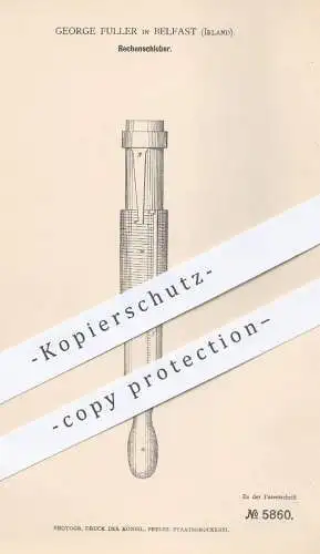 original Patent - George Fuller in Belfast , Irland , 1878 , Rechenschieber | Mathematik , Rechnen , Schule , Lehrer !!