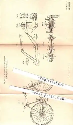 original Patent - Henry W. Henneberg , Chicago , 1896 , Aus Draht gebogener Fahrradrahmen , Fahrrad , Fahrräder , Rahmen