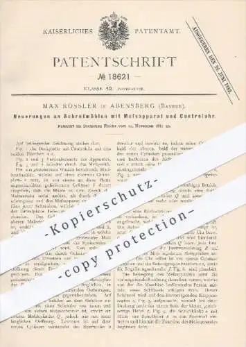 original Patent - Max Rössler in Arensberg , 1881 , Schrotmühle mit Messapparat u. Kontrolluhr , Mühle , Mühlen , Müller